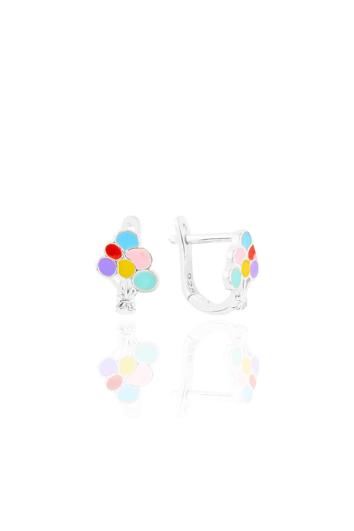 Gümüş renkli balonlar çocuk küpe SGTL10981RODAJ