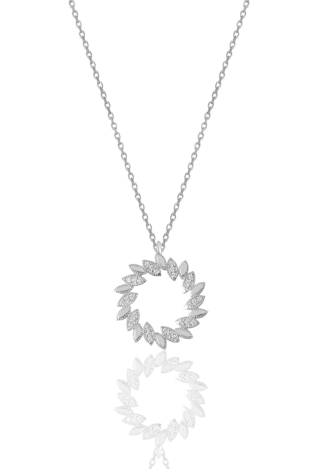 Gümüş rodyumlu zirkon taşlı güneş kolye SGTL11807RODAJ