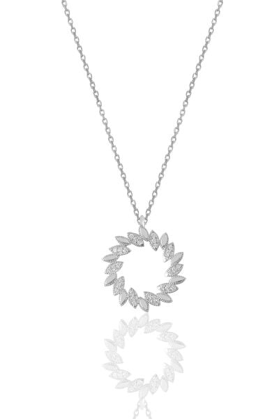 Gümüş rodyumlu zirkon taşlı güneş kolye SGTL11807RODAJ