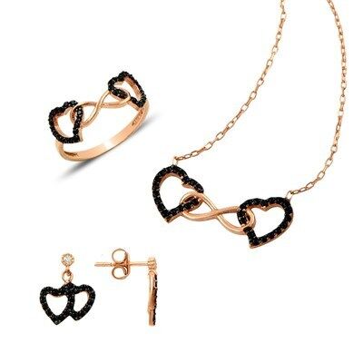 sonsuza dek kalbimdesin rose kupe yüzük kolye seti set8335