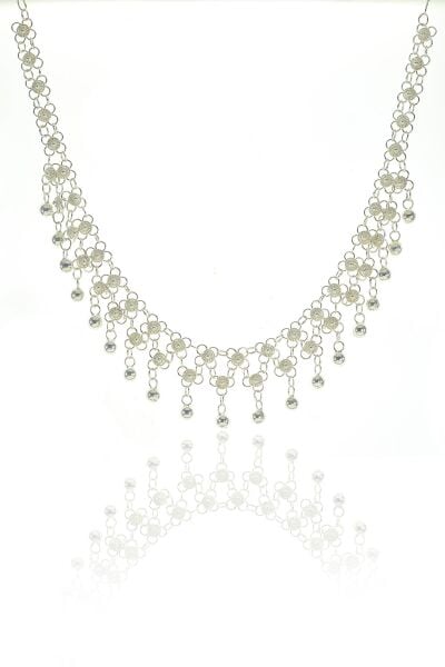 Gümüş çift sıralı kişniş modeli telkari takım SGTL9822TAKIM