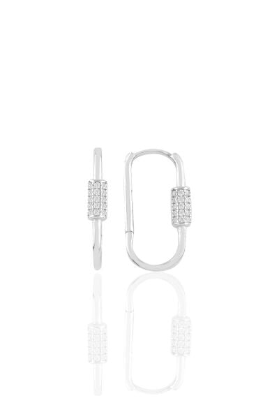 Gümüş rodyumlu zirkon taşlı tasarım küpe SGTL10883RODAJ