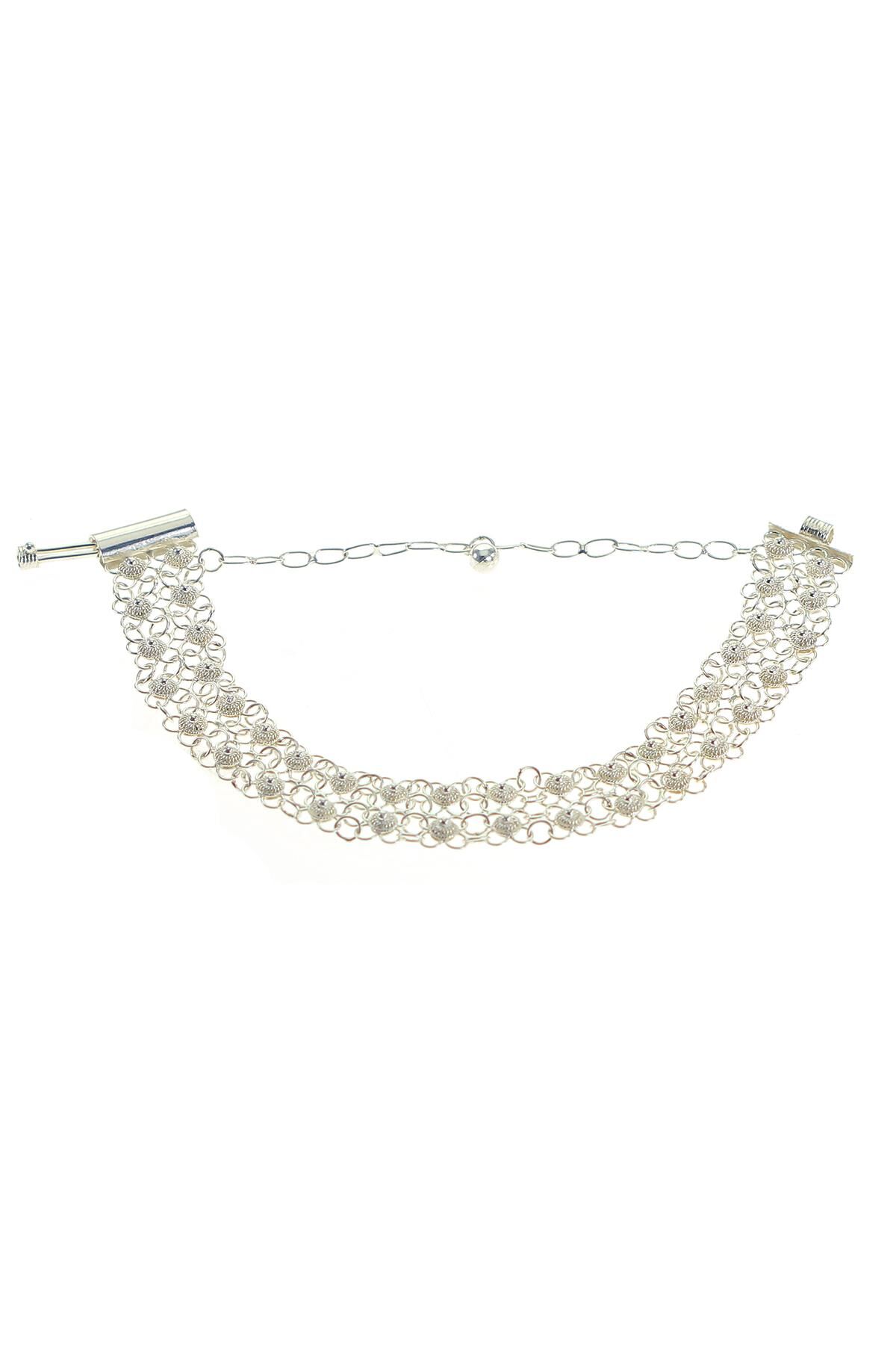 Gümüş çift sıralı kişniş modeli telkari bileklik SGTL9823