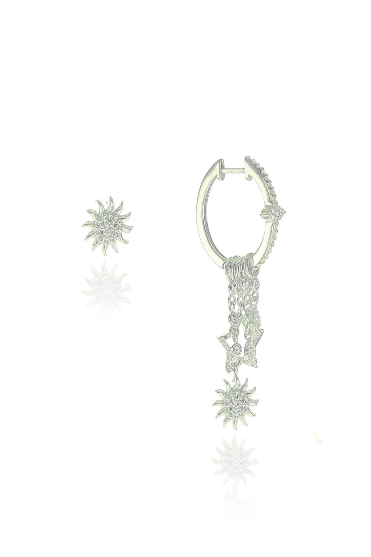 Gümüş güneş modeli şans küpe SGTL9016R