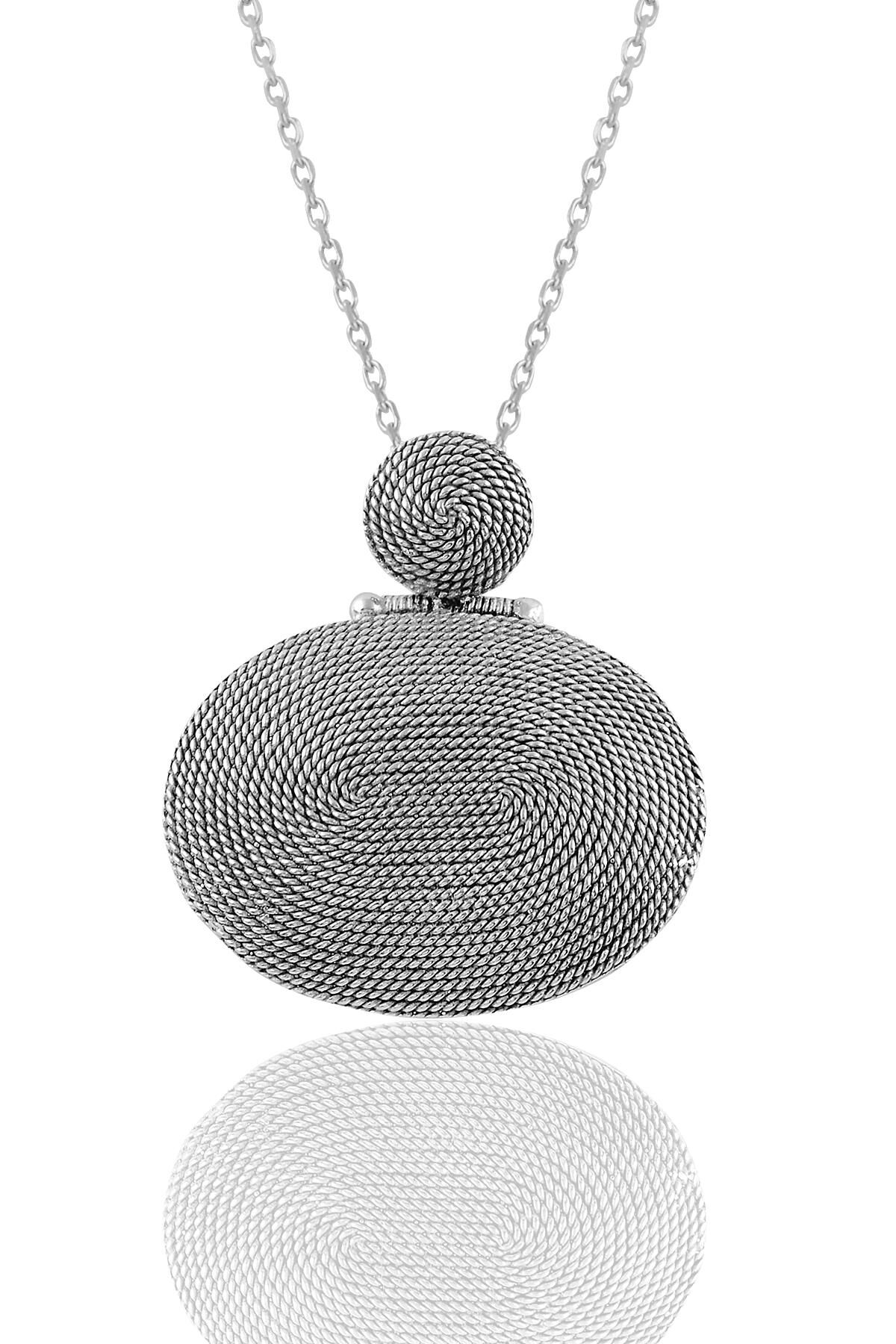 Gümüş salyangoz modeli oval telkari kolye SGTL11348KOLYE