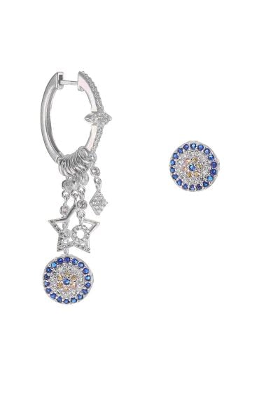 Gümüş nazar modeli rodajlı şans küpe SGTL8718R