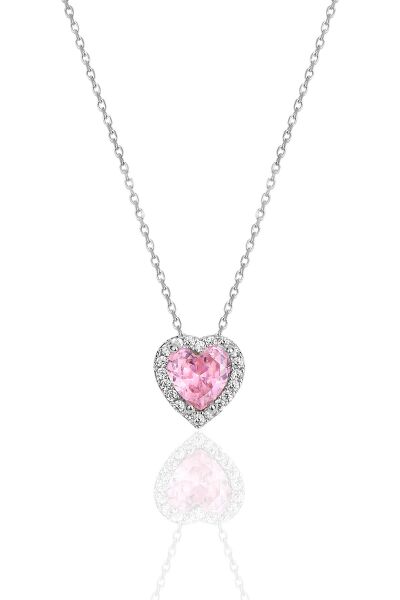 Gümüş rodyumlu pembe taşlı pırlanta montürlü Kalp modeli üçlü set SGTL12080PEMBE