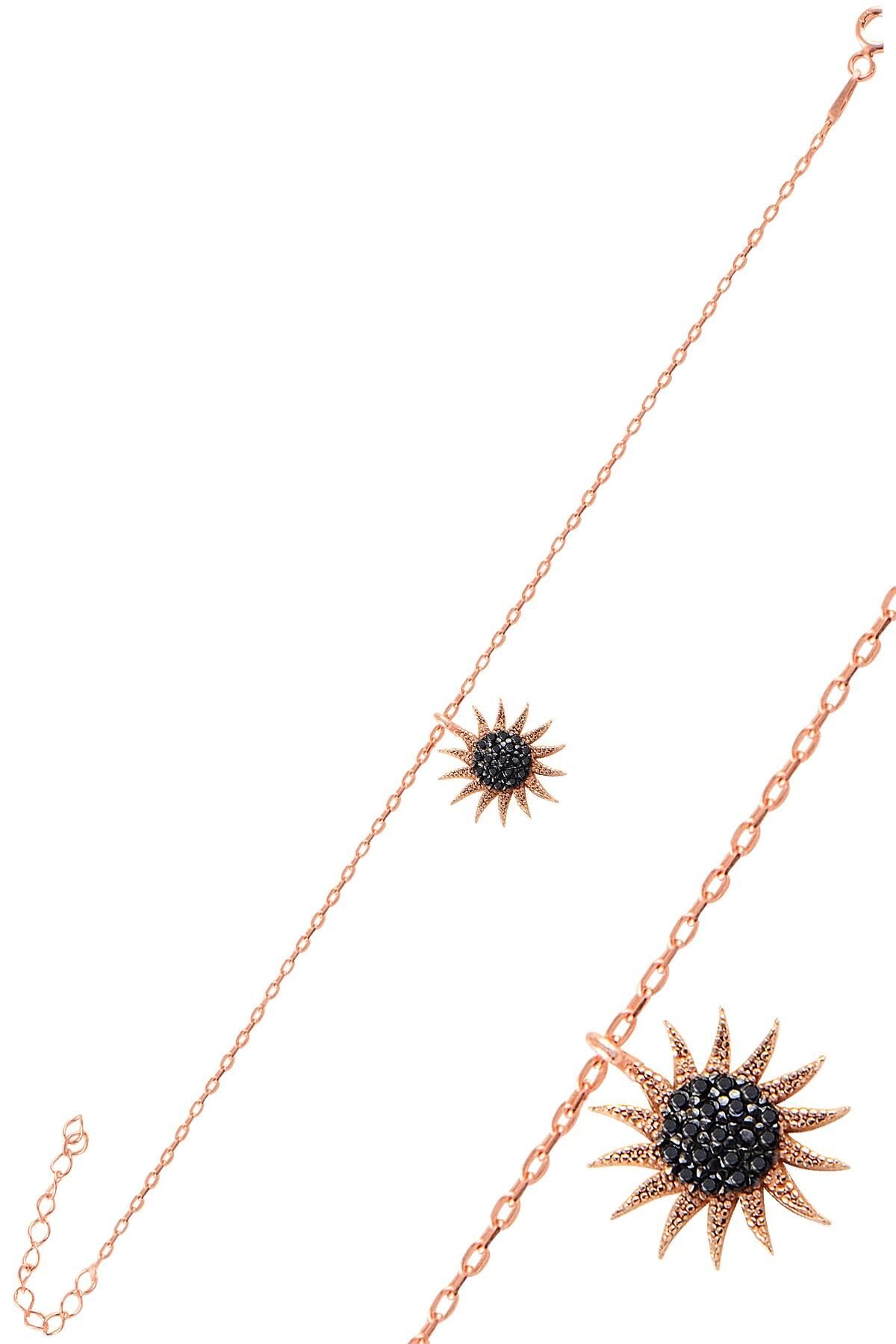 Gümüş rose siyah taşlı güneş bileklik SGTL10893SIYAH