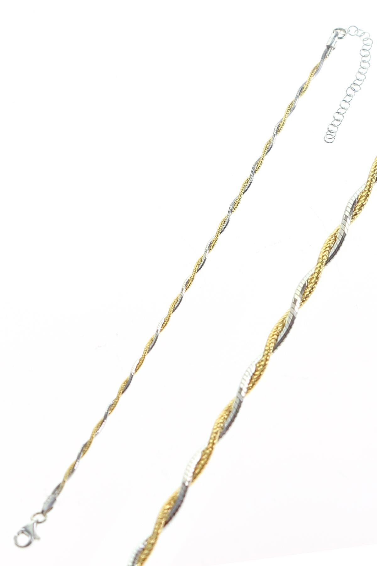 Gümüş italyan çift renkli yılan modeli bileklik SGTL9259