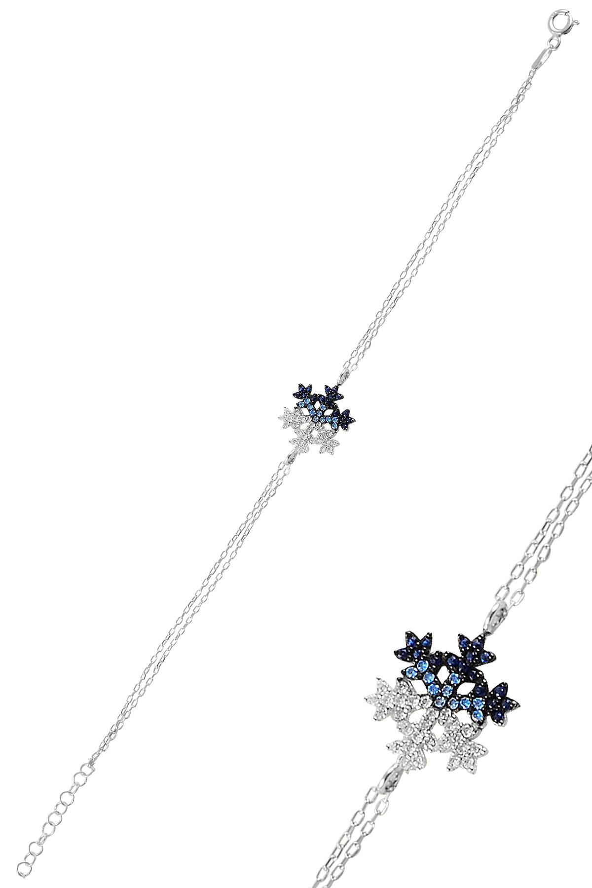 Gümüş rodyumlu renkli kar tanesi bileklik SGTL10960RODAJ