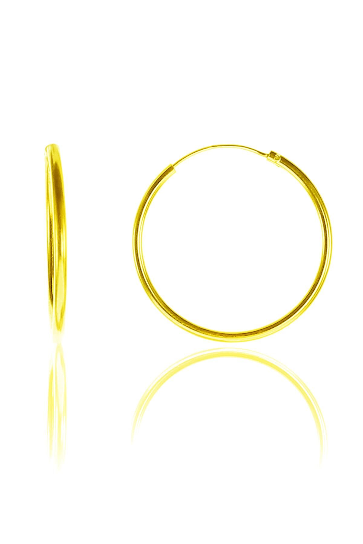 Gümüş 26 mm altın renkli halka küpe SGTL9261