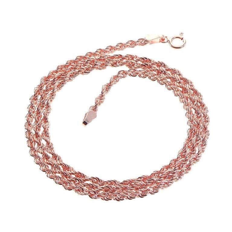 Gümüş halat zincir SGTL10481 Rose - 55 cm