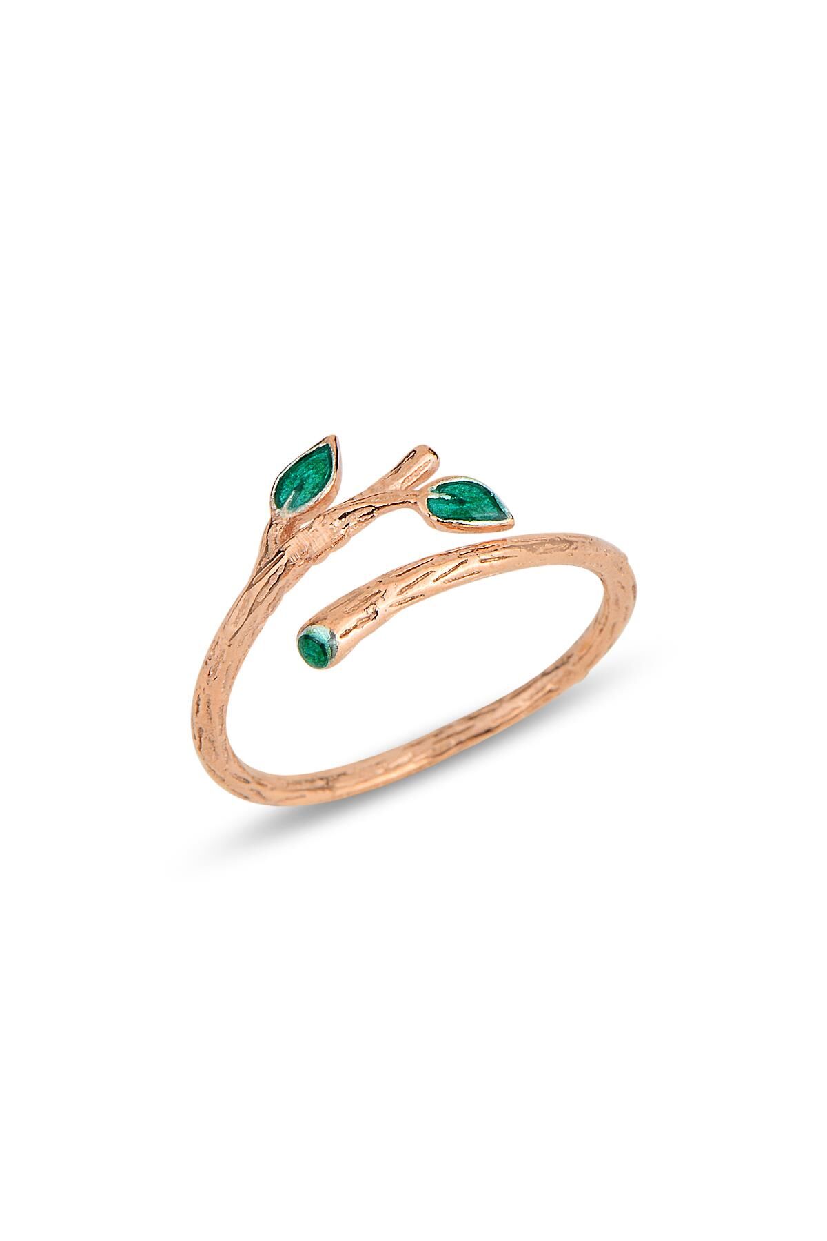 Gümüş rose mineli sarmaşık modeli ayarlamalı yüzük SGTL11908ROSE