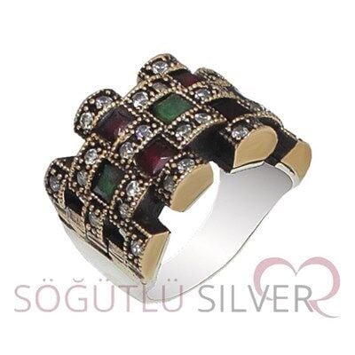 kök yakut ve kök zümrüt taşlı otantik yüzük yuzuk8088