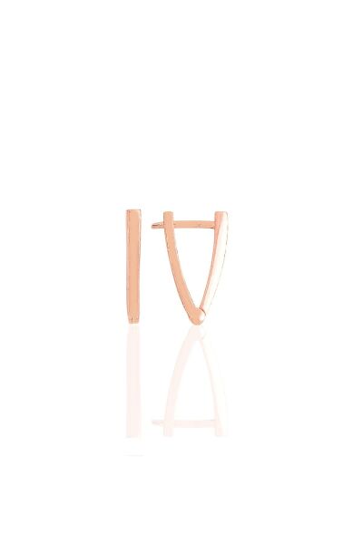 Gümüş rose 13 mm özel tasarım üçgen küpe SGTL11490ROSE