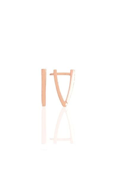 Gümüş rose 13 mm özel tasarım üçgen küpe SGTL11490ROSE