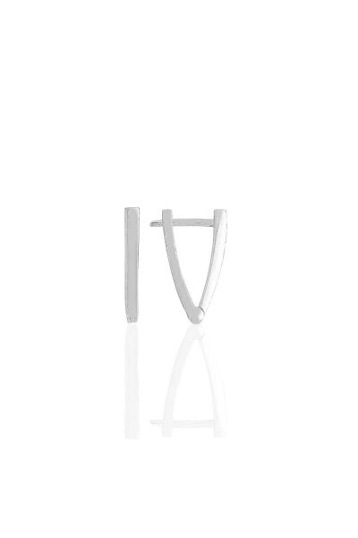 Gümüş rodyumlu 13 mm özel tasarım üçgen küpe SGTL11490RODAJ