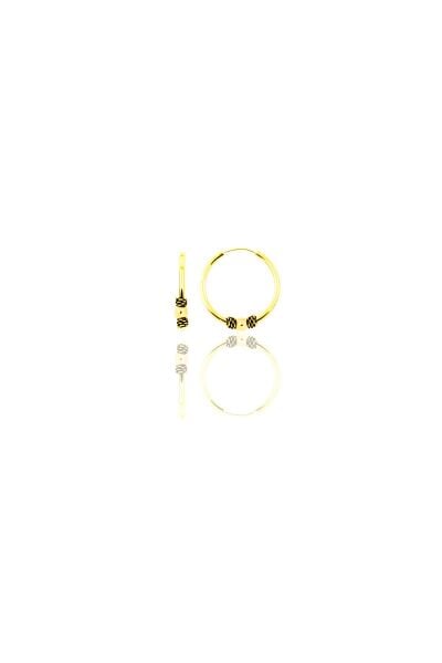 Gümüş altın yaldızlı 12 mm mini  toplu halka küpe SGTL11290GOLD