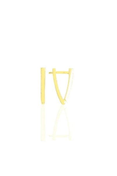 Gümüş altın yaldızlı 13 mm özel tasarım üçgen küpe SGTL11490GOLD