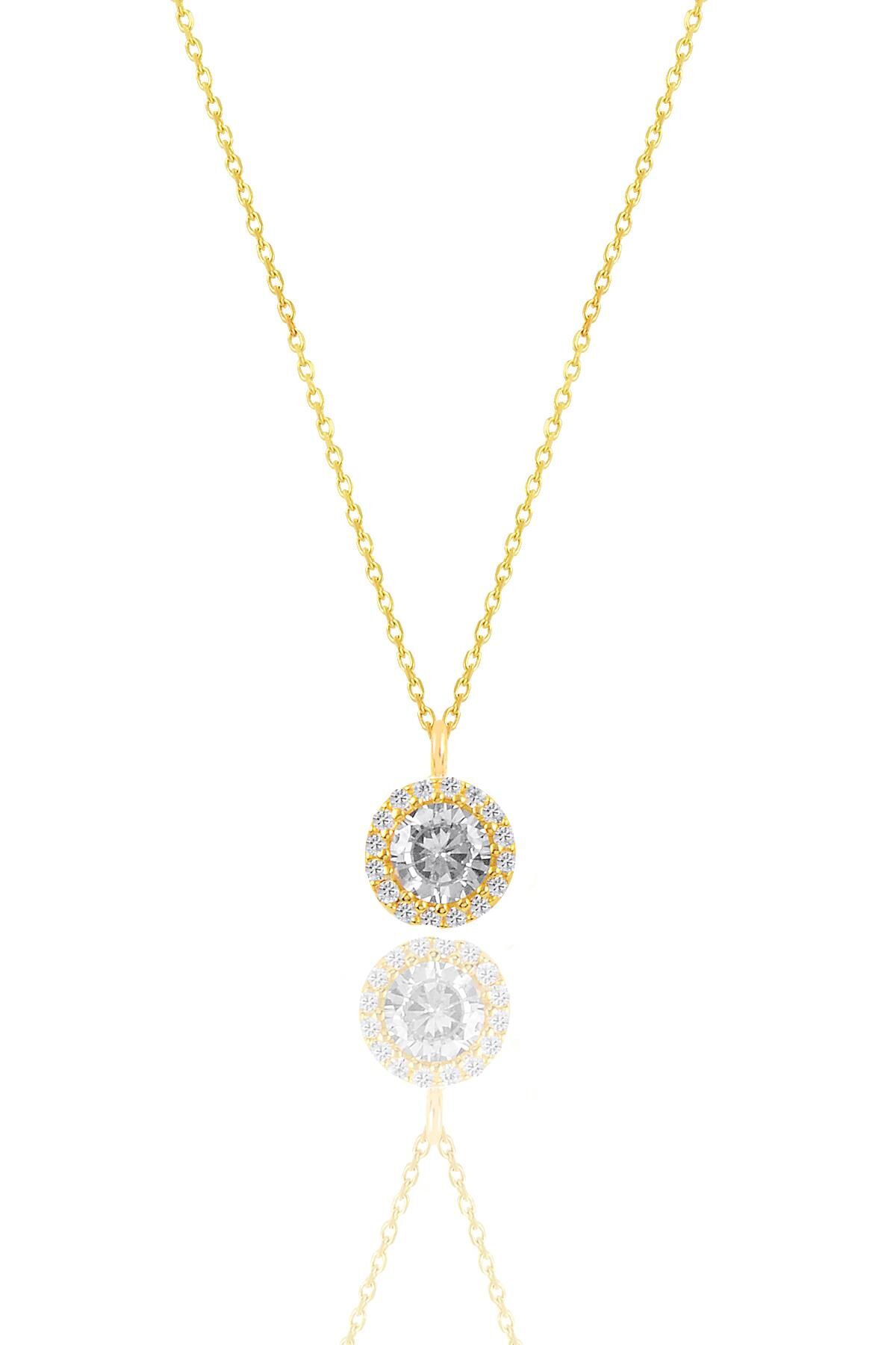 Gümüş altın yaldızlı pırlanta modeli kolye SGTL9906GOLD