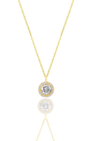 Gümüş altın yaldızlı pırlanta modeli kolye SGTL9906GOLD