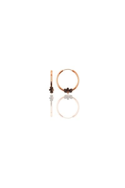 Gümüş rose 12 mm mini  işlemeli halka küpe SGTL11289ROSE