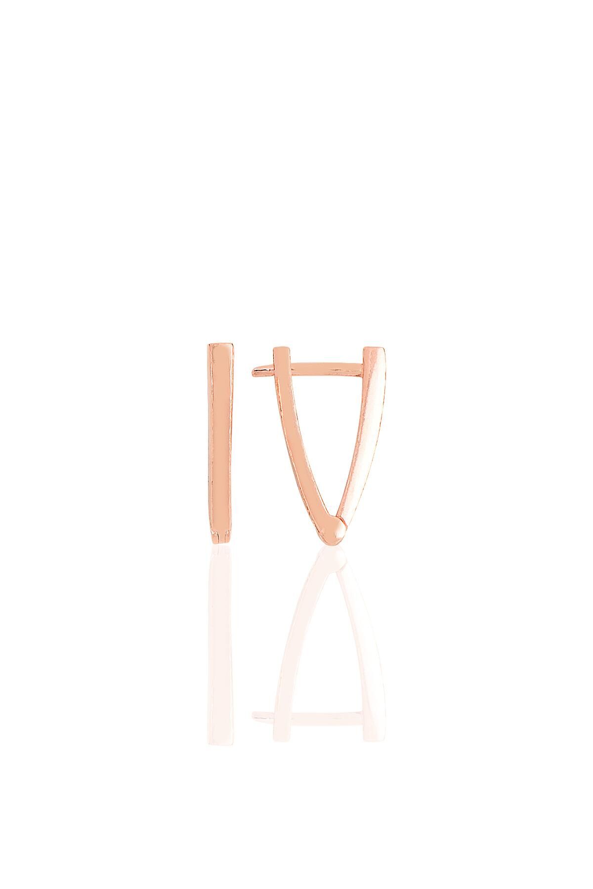 Gümüş rose 16 mm özel tasarım üçgen küpe SGTL11489ROSE