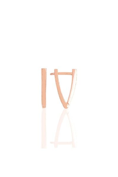 Gümüş rose 16 mm özel tasarım üçgen küpe SGTL11489ROSE