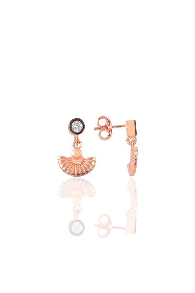Gümüş rose zirkon taşlı meltem midye küpe SGTL12618ROSE