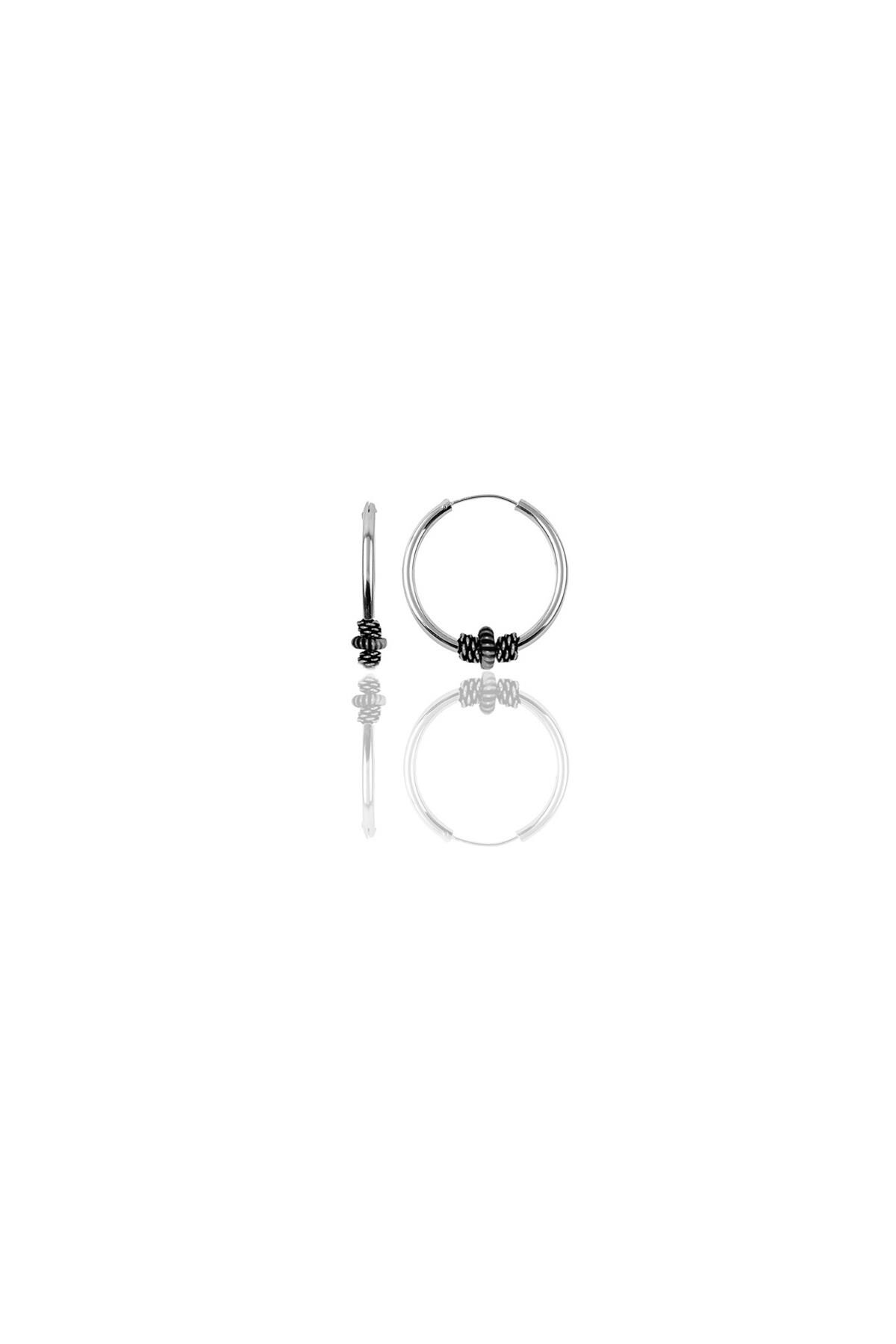 Gümüş 12 mm mini  işlemeli halka küpe SGTL11289RODAJ