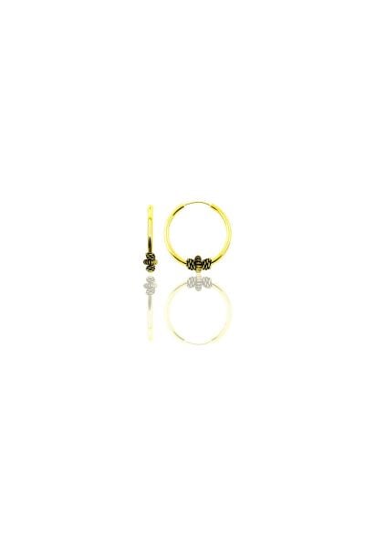 Gümüş altın yaldızlı 12 mm mini  işlemeli halka küpe SGTL11289GOLD