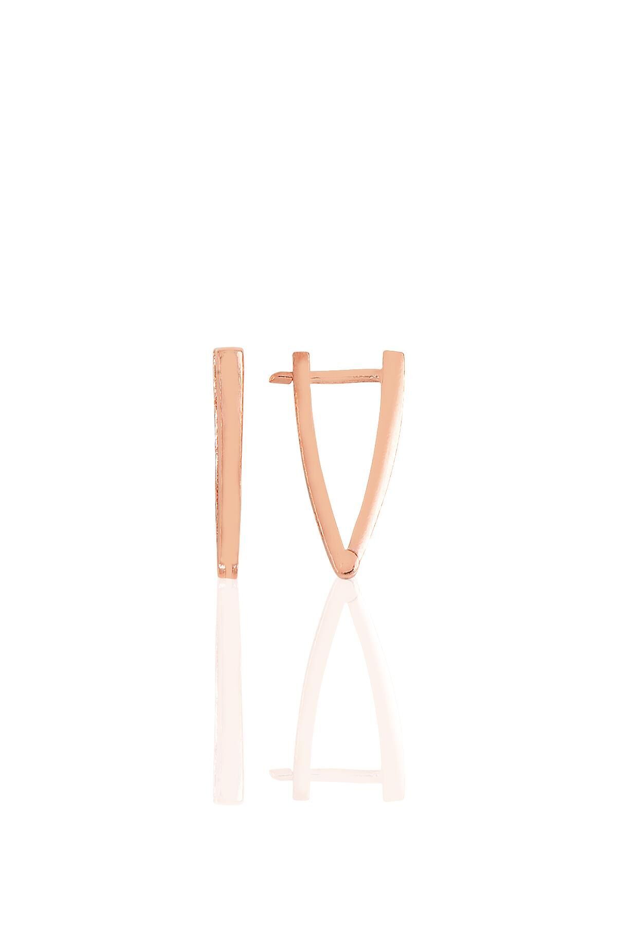 Gümüş rose 18 mm özel tasarım üçgen küpe SGTL11488ROSE