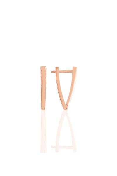 Gümüş rose 18 mm özel tasarım üçgen küpe SGTL11488ROSE