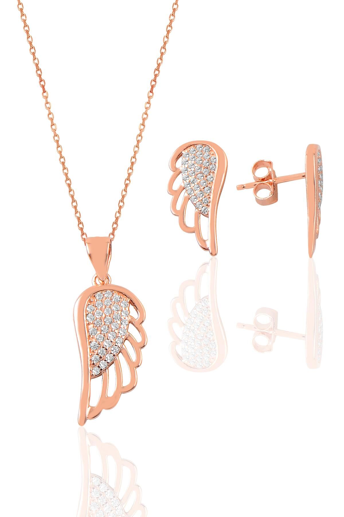 Gümüş  rose kanat modeli ikili set SGTL9082