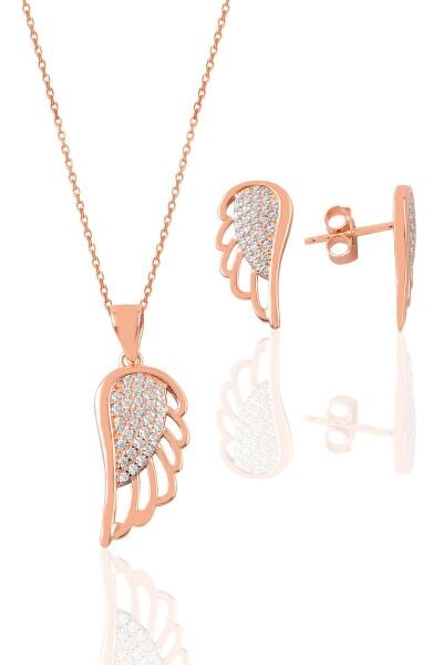 Gümüş  rose kanat modeli ikili set SGTL9082