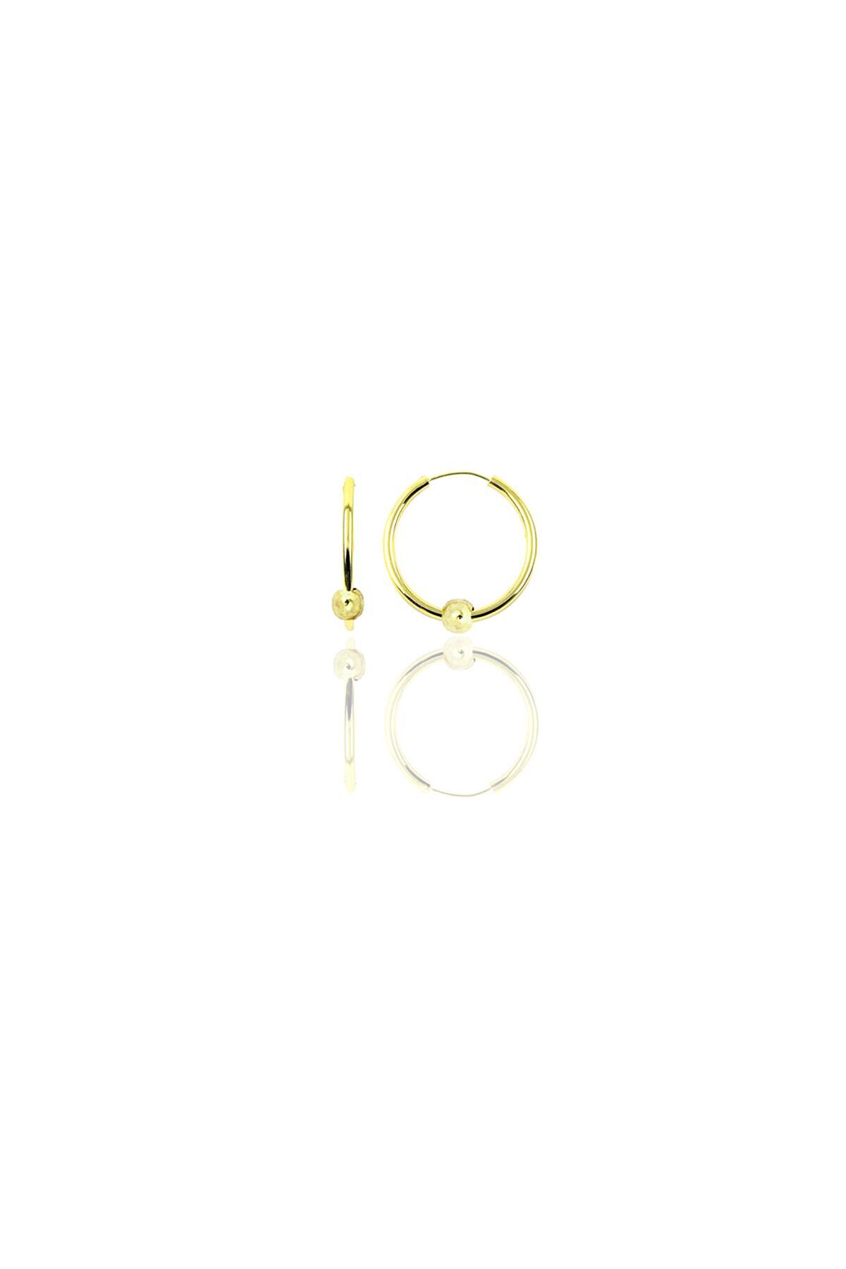 Gümüş altın yaldızlı 12 mm mini  sade toplu halka küpe SGTL11288GOLD