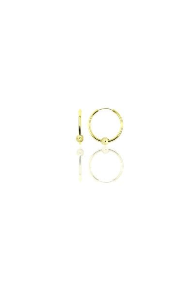 Gümüş altın yaldızlı 12 mm mini  sade toplu halka küpe SGTL11288GOLD