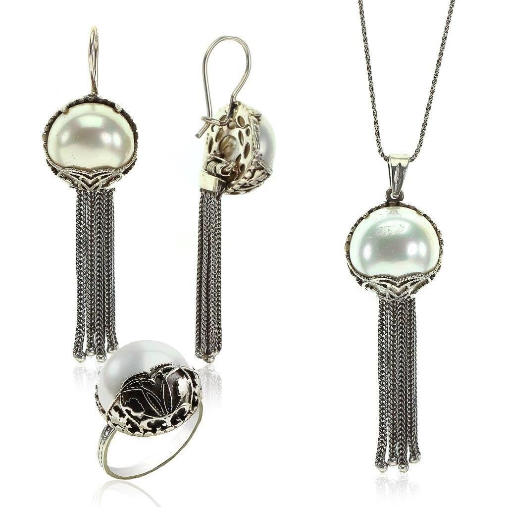 İnci taşlı Kafes Modeli üçlü set SGTL6146