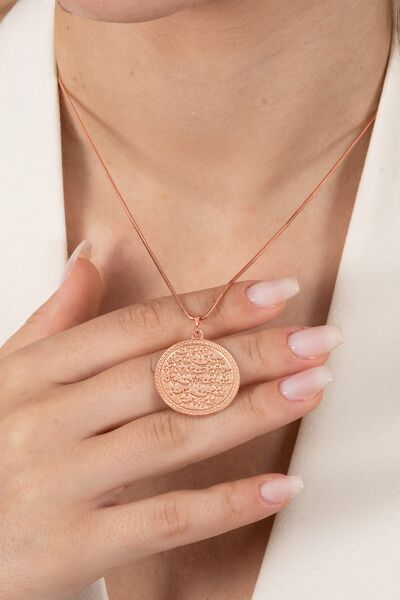 925 ayar gümüş kolye rose yılan zincirli Kıtmir duası kolye  SGTL13137ROSE