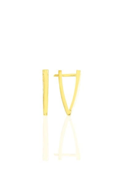 Gümüş altın yaldızlı 18 mm özel tasarım üçgen küpe SGTL11488GOLD