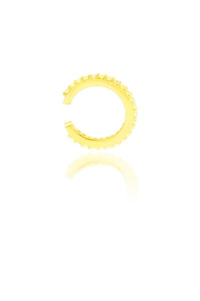 Gümüş altın yaldızlı zirkon taşlı tekli kıkırdak küpe SGTL10571GOLD