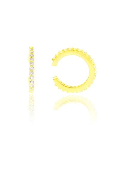 Gümüş altın yaldızlı zirkon taşlı tekli kıkırdak küpe SGTL10571GOLD