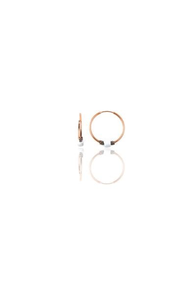 Gümüş rose 12 mm mini  beyaz taşlı halka küpe SGTL11285ROSE