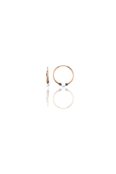 Gümüş rose 12 mm mini  beyaz taşlı halka küpe SGTL11285ROSE