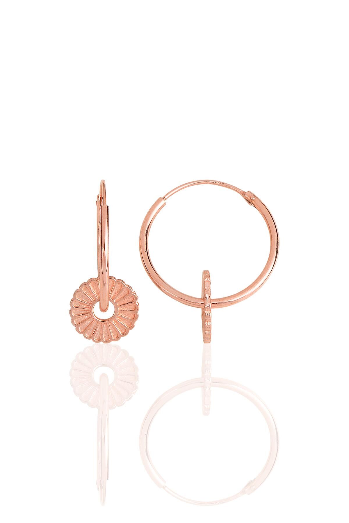Gümüş rose papatya modeli halka küpe SGTL11486ROSE