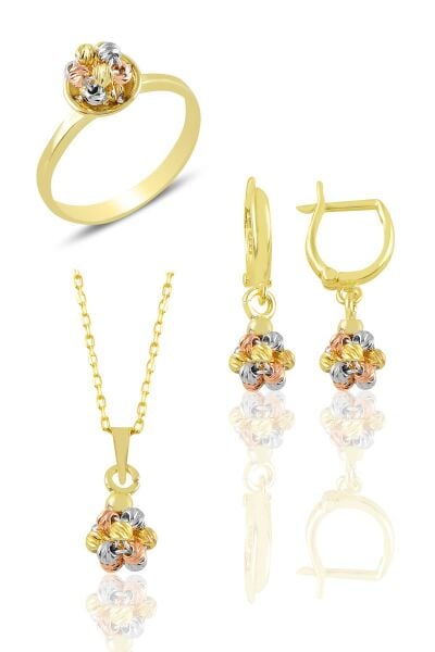 Gümüş altın yaldızlı, rodaj ve rose renkli dorissa dorica top üçlü set SGTL11344SET