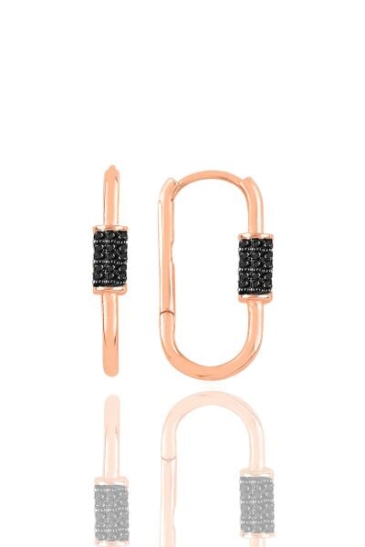 Gümüş rose oniks taşlı tasarım küpe SGTL10883SIYAH