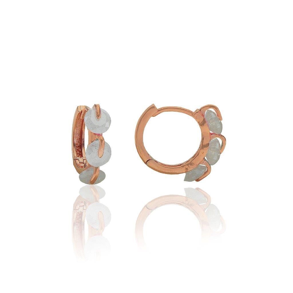 Beyaz Kristalize taşlı halka  Küpe SGTL6150