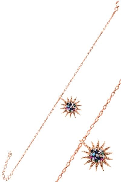 Gümüş rose renkli taşlı güneş bileklik SGTL10893MIX