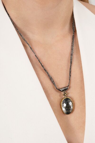 925 ayar gümüş kolye kuvars taşlı Ayetel Kürsi yazılı otantik kolye SGTL13140